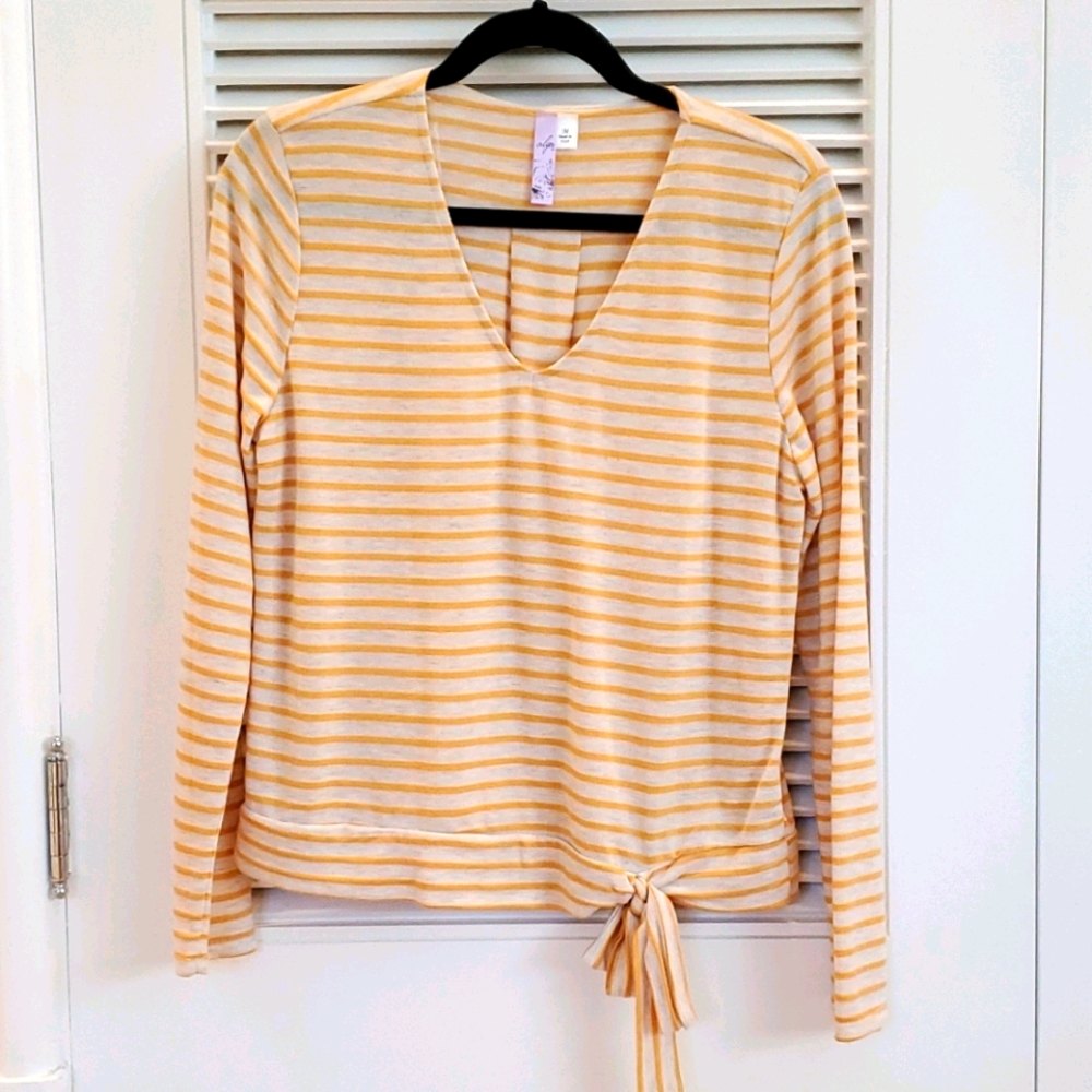 Alya yellow and cream striped shirt